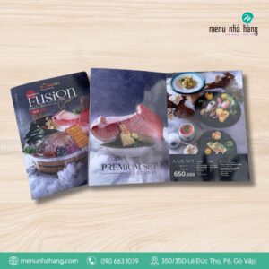 menu bìa cứng nhà hàng Sushi Kei