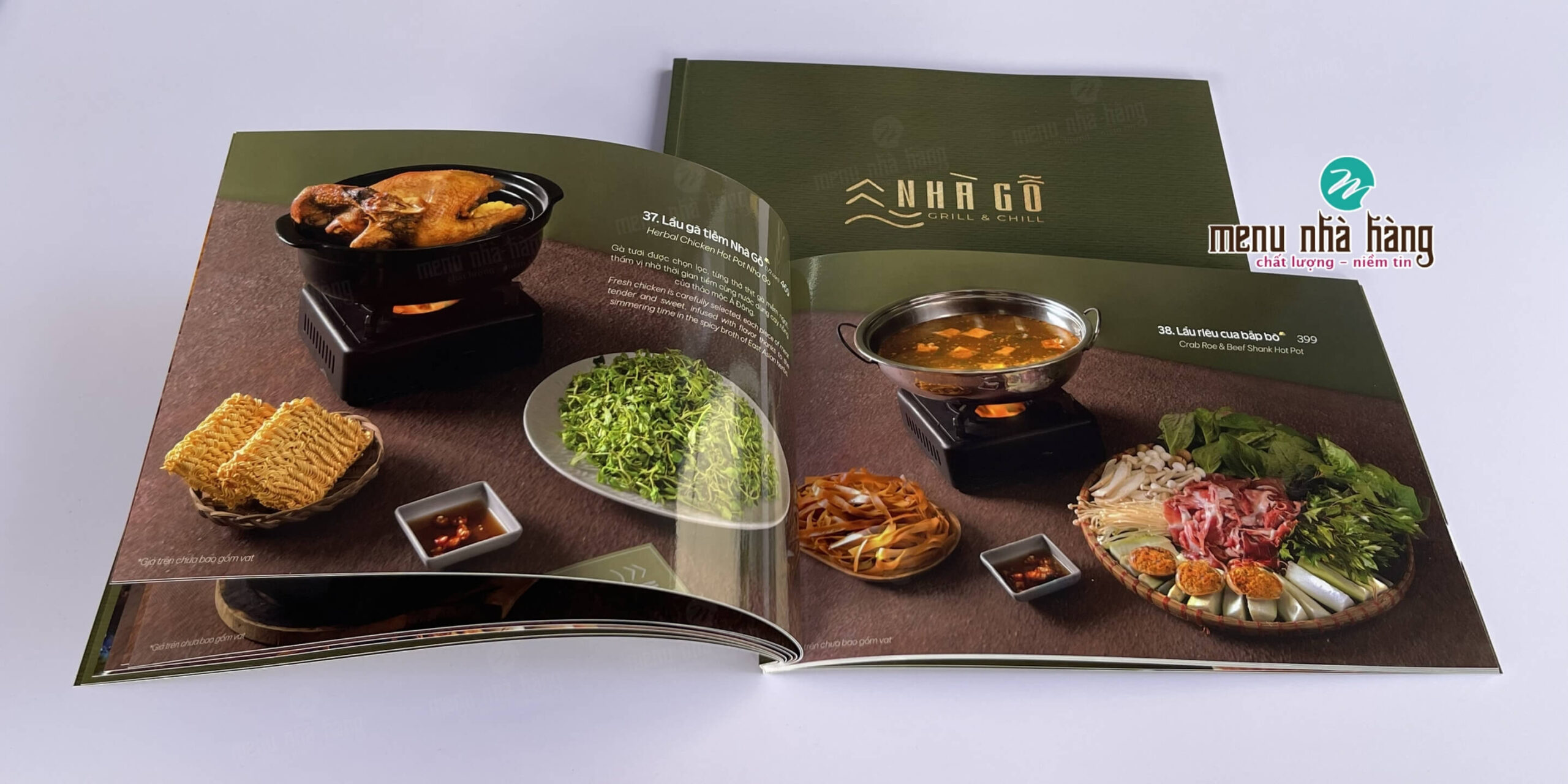 Menu giấy coucher cán bóng