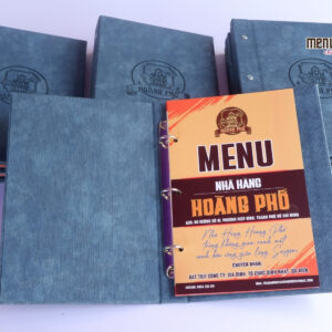 Menu bìa da chất liệu ruột giấy C300 cán màng