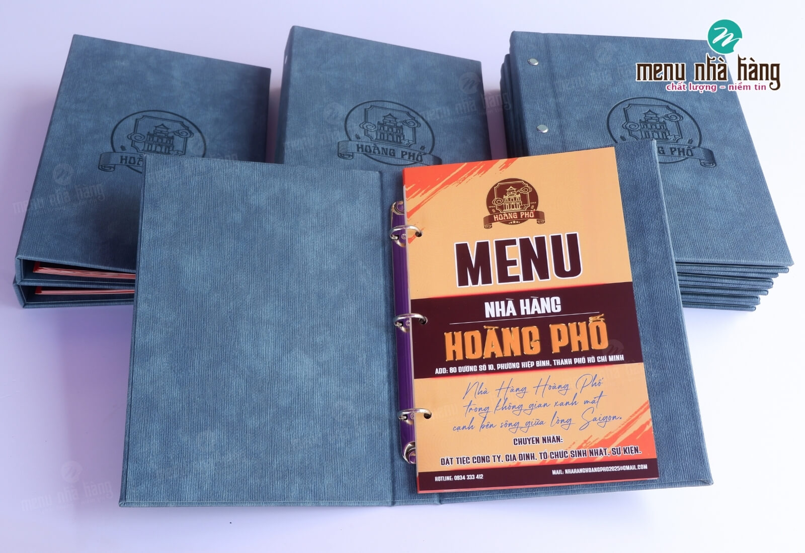 Menu bìa da chất liệu ruột giấy C300 cán màng