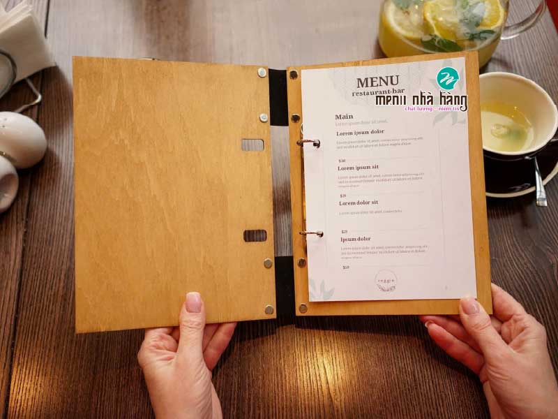 sản xuất menu bìa gỗ