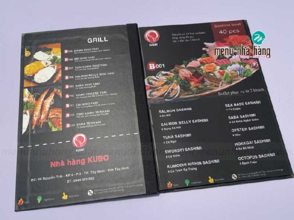 mẫu menu bìa cứng