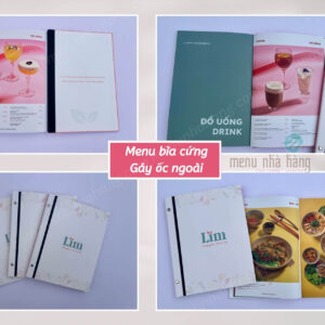 Menu bìa cứng gáy nối da