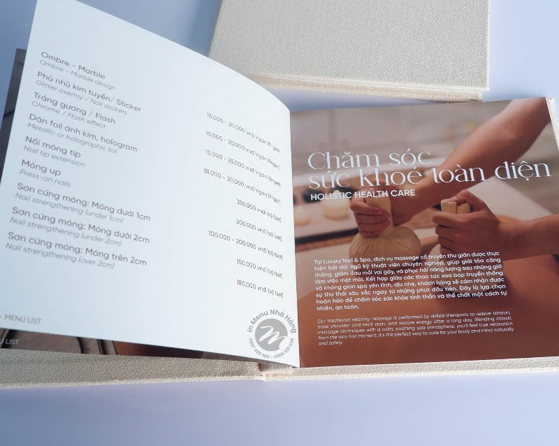 Mẫu thiết kế menu spa