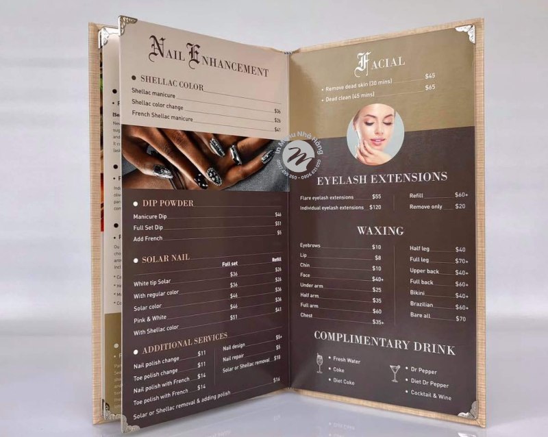 Cuốn menu tiệm nail