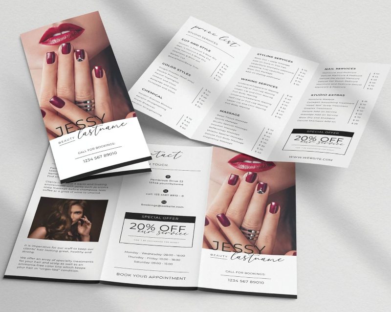 Mẫu menu tiệm nail đẹp