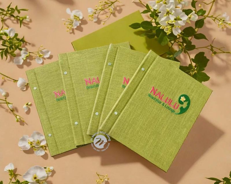 Menu spa bằng bìa vải