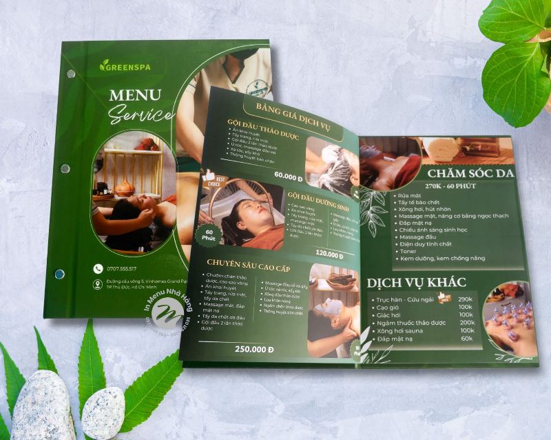 Mẫu thiết kế menu spa đẹp, ấn tượng