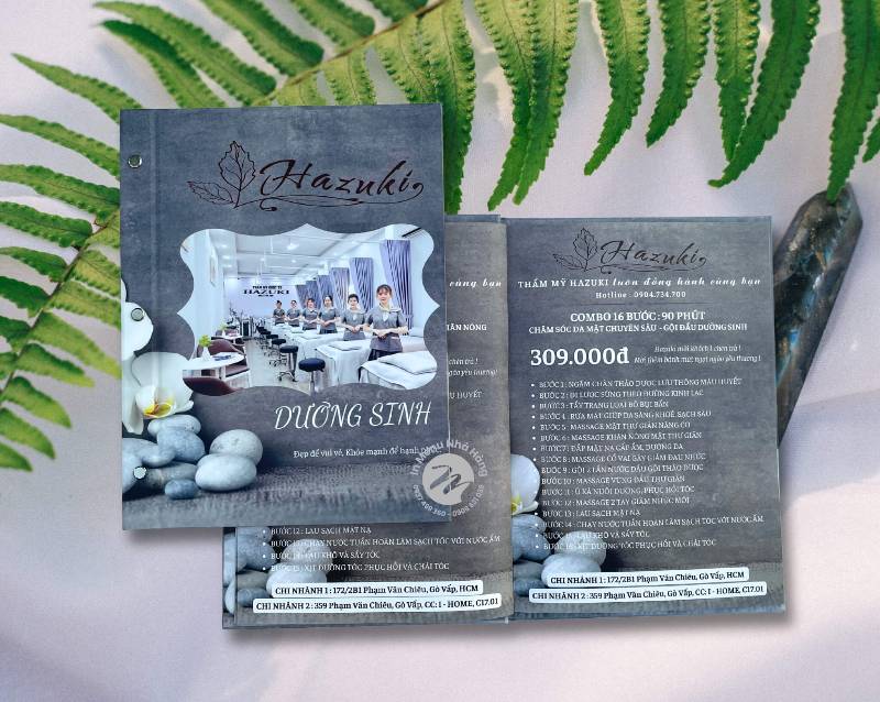 In ấn menu spa dưỡng sinh