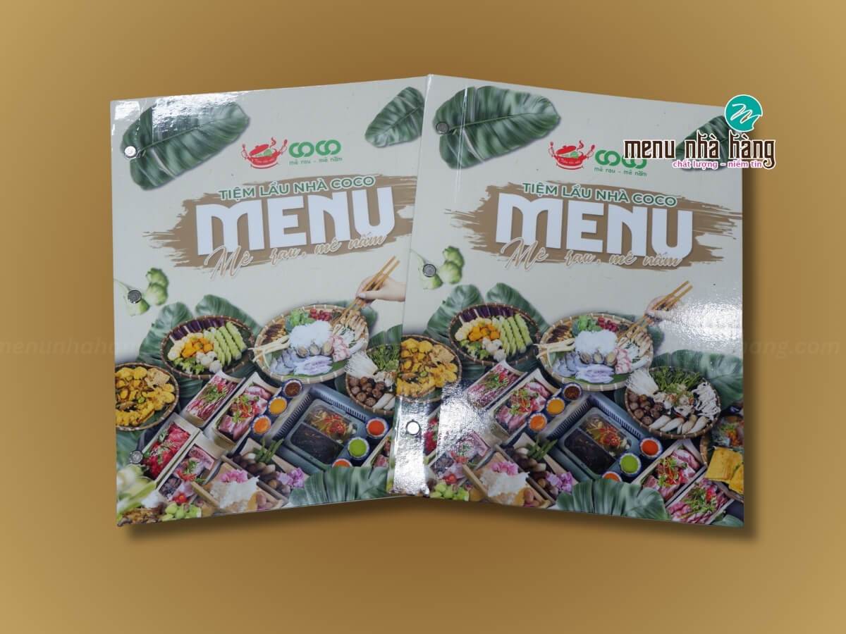 menu dạng bìa cứng