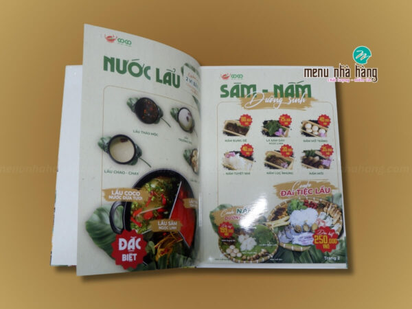 thiết kế menu dạng bìa cứng