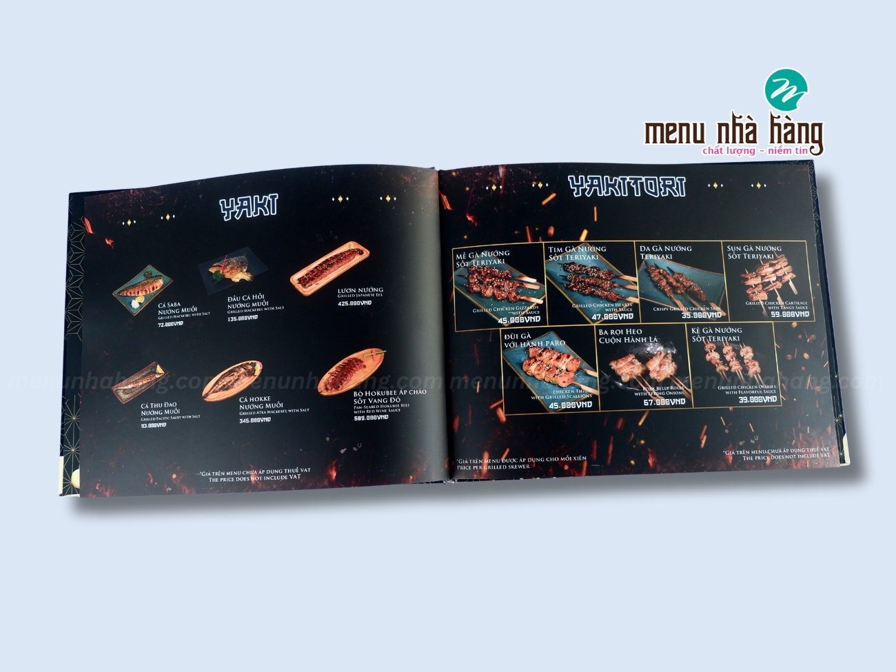 mẫu menu bìa cứng