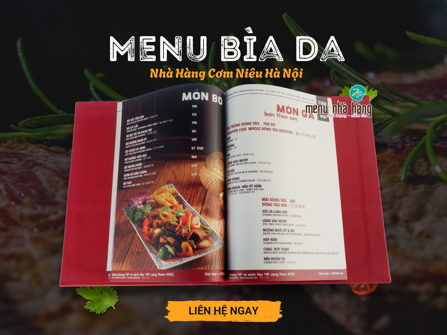 mẫu menu bìa da