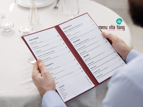 menu quán cafe