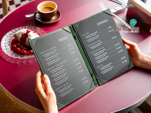 menu quán cafe