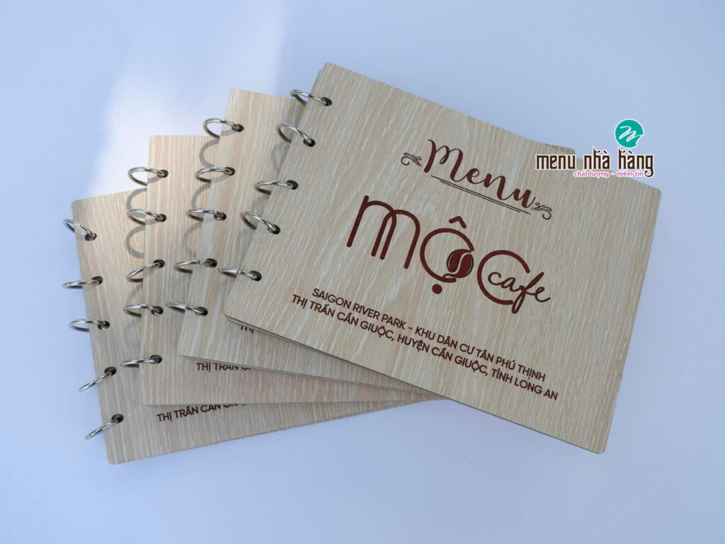 Bìa menu bằng gỗ cho quán cafe