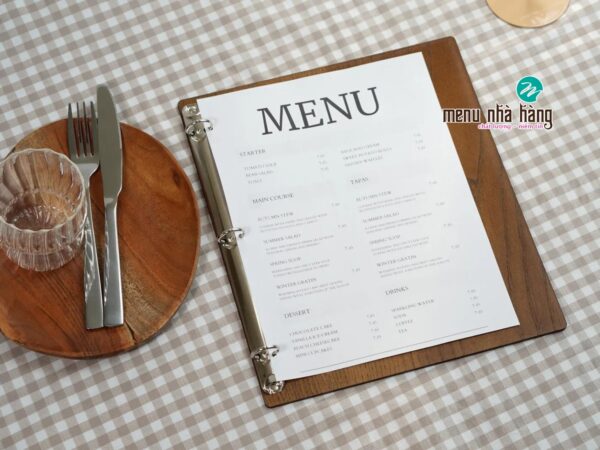 In menu bìa cứng đẹp, nổi bật