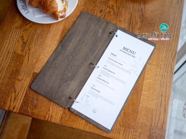 Mẫu menu bìa gỗ đẹp