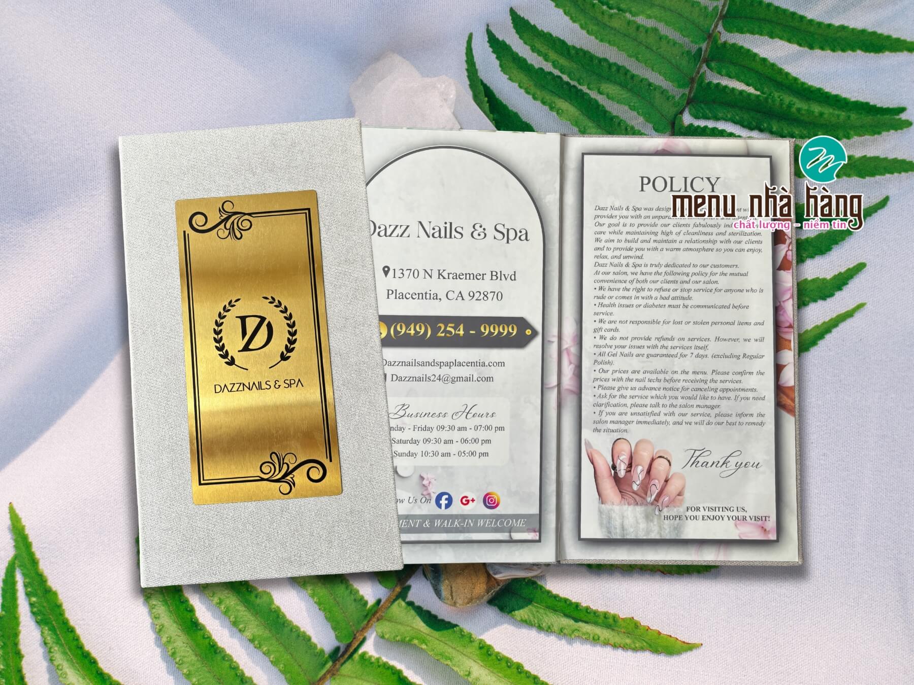 Mẫu menu spa nổi bật