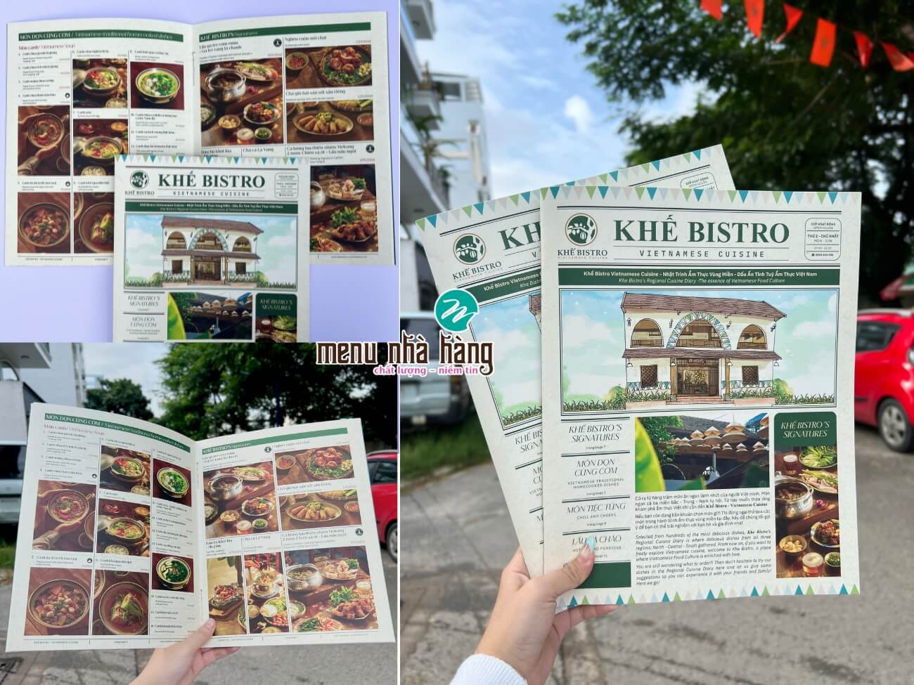 mẫu menu giấy kraft dạng cuốn