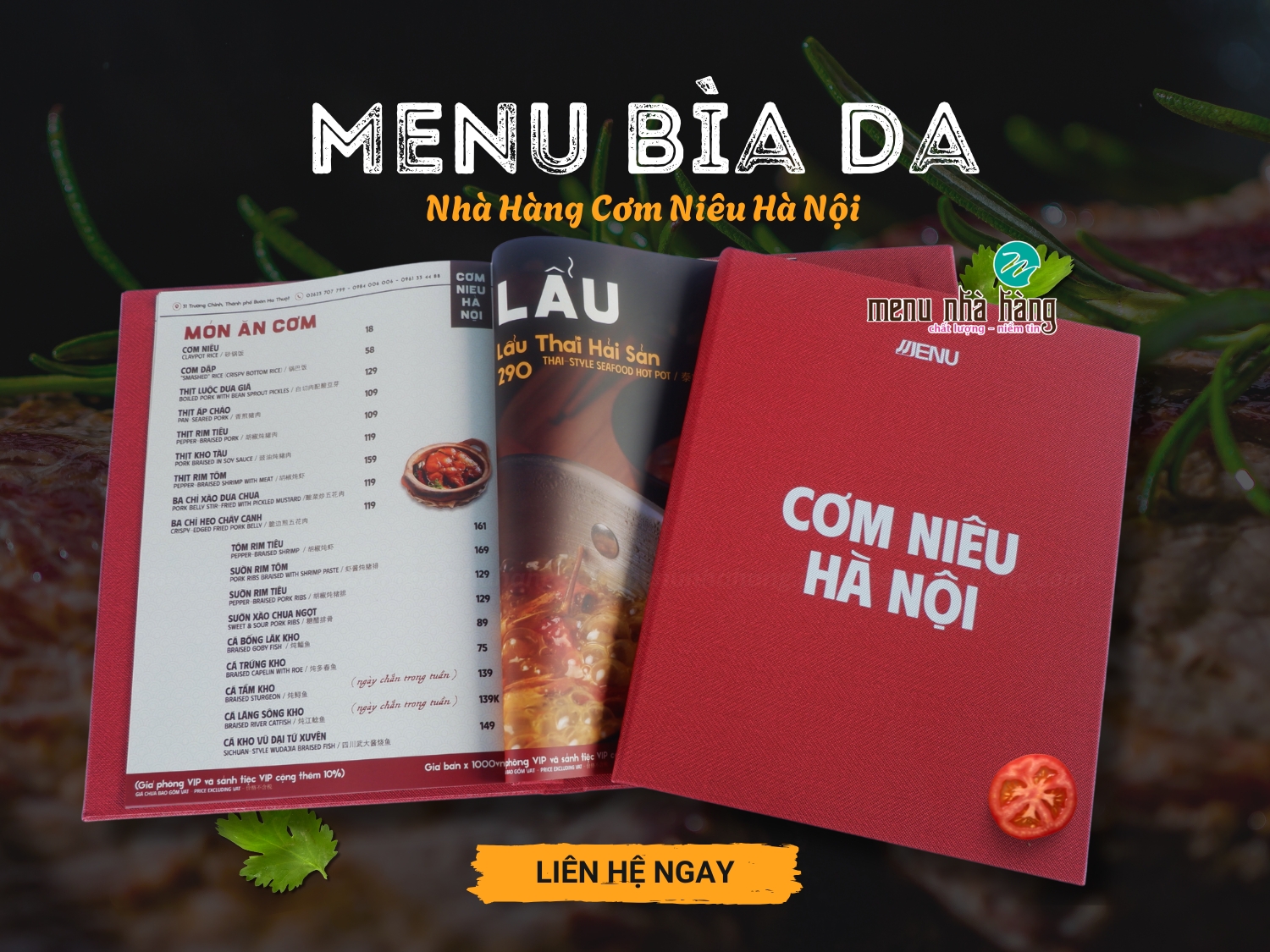 Làm menu bìa da