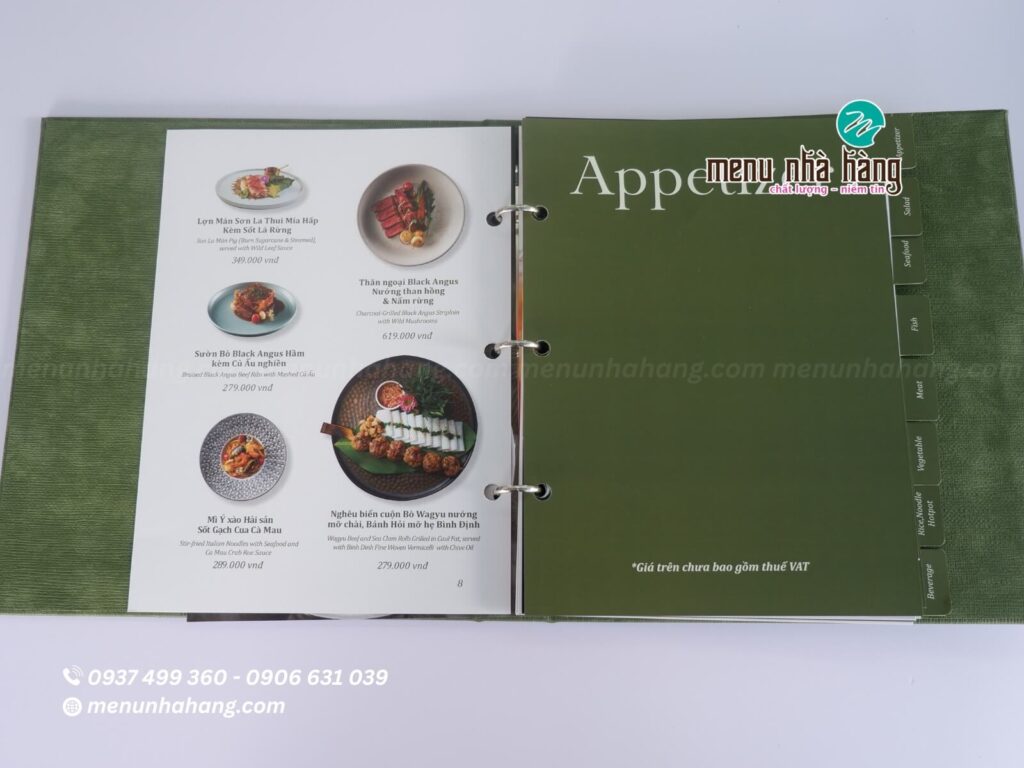 Mẫu thiết kế menu bìa da