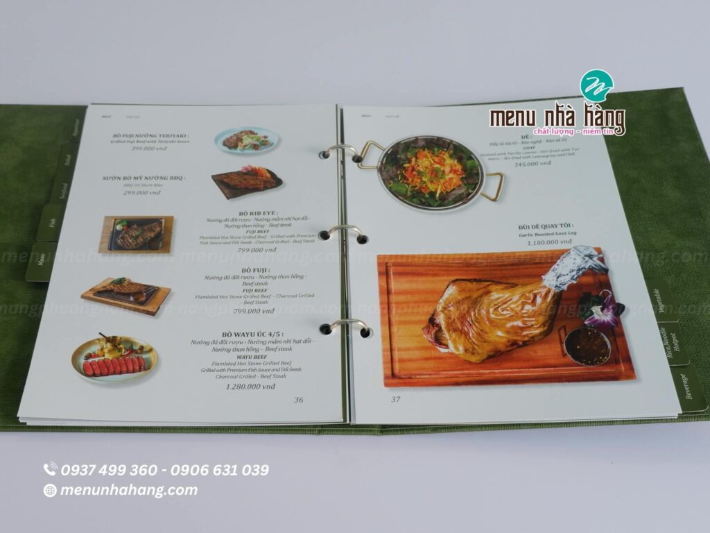 Menu bìa da gáy 