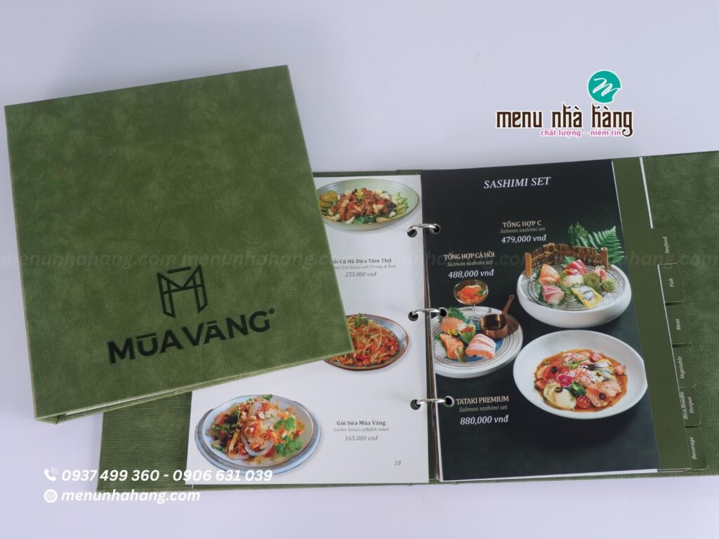Mẫu bìa menu bằng da đẹp