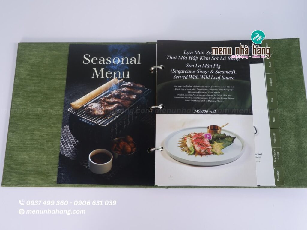 Bìa menu bằng da