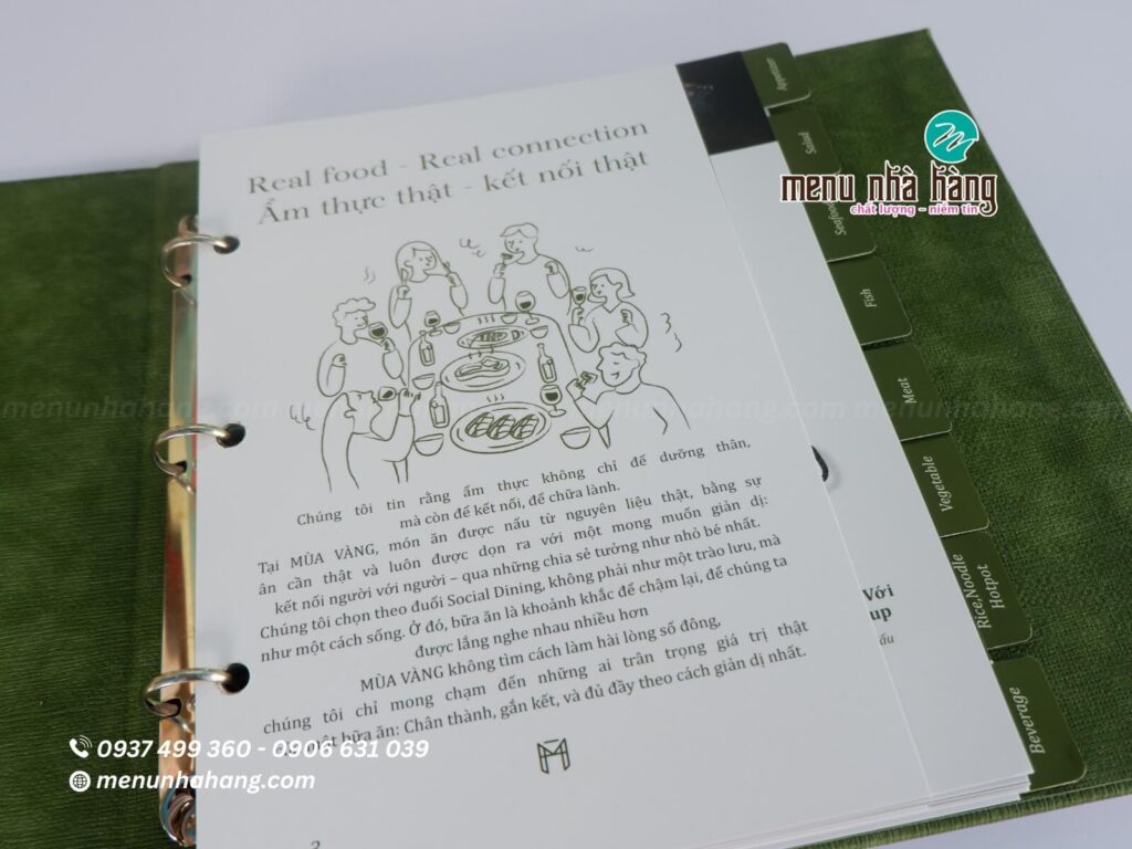 Mẫu menu bìa còng