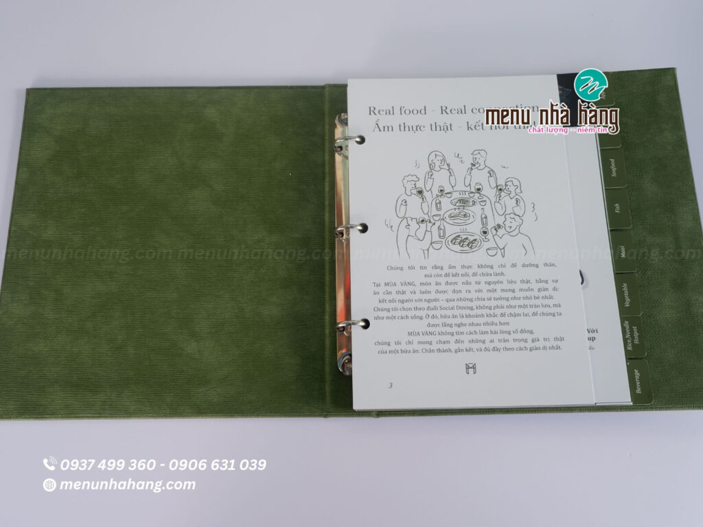 Bìa menu bằng da