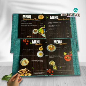 Thiết kế ruột menu đẹp, sử dụng giấy C300 cán màng