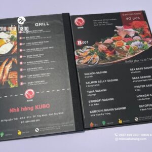 In ấn menu bìa cứng cho nhà hàng Sushi