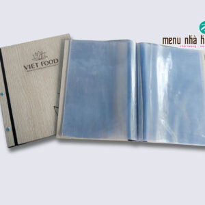 Menu bìa gỗ tép nhựa
