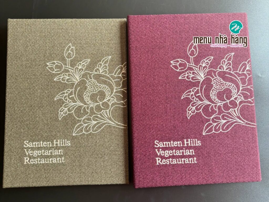 Menu bìa vải logo thêu