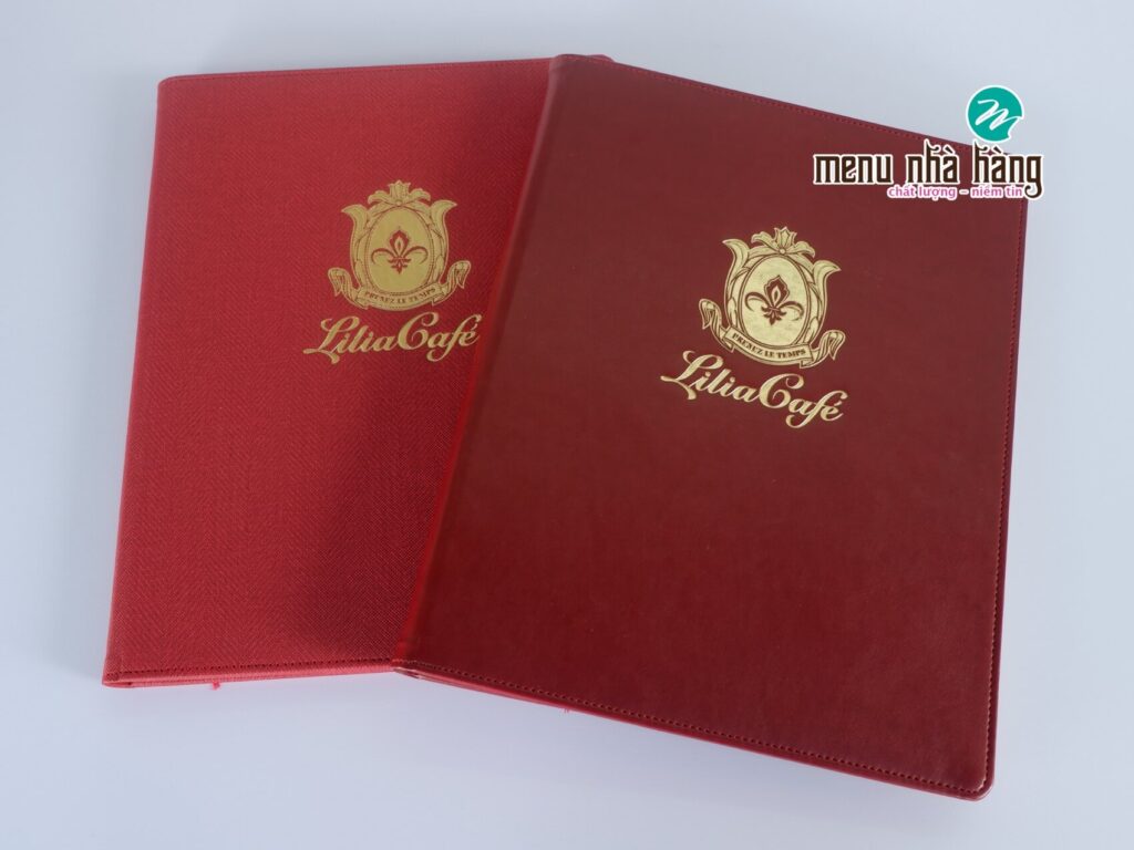 Làm menu bìa da ép kim