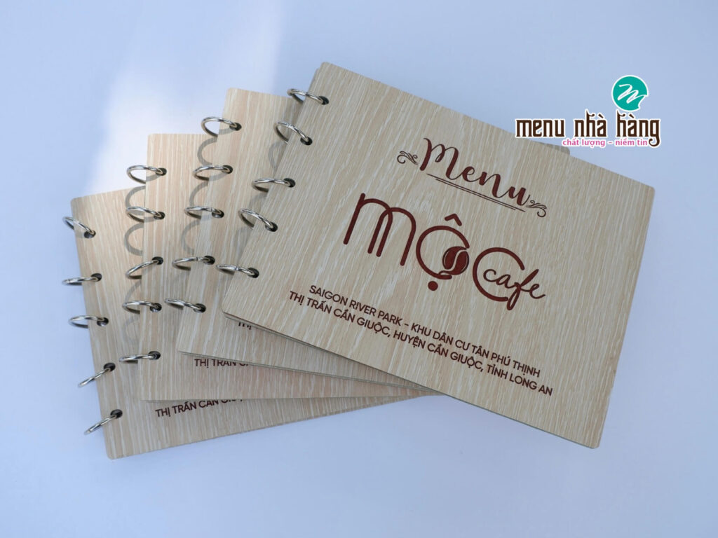 Menu bìa gỗ khắc laser