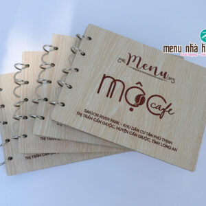 Menu bìa gỗ khắc laser