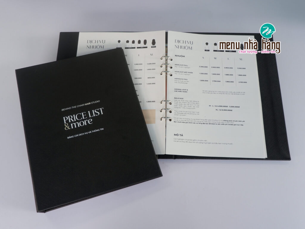 Mẫu menu dành cho salon làm tóc
