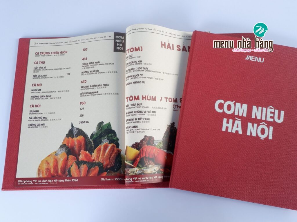 Thiết kế menu nhà hàng đẹp