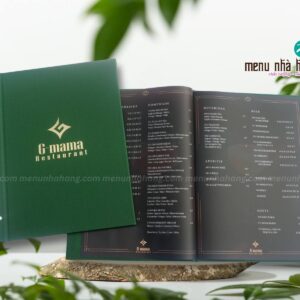 Mẫu menu nhà hàng bằng da ép kim
