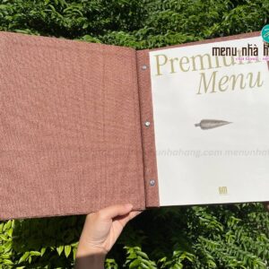 Menu bìa vải gáy ốc vít đẹp