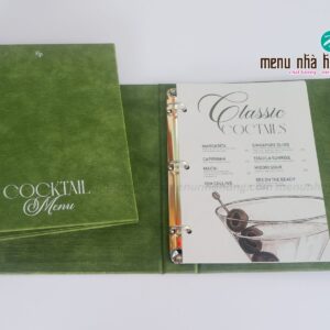 Mẫu menu bìa da in UV