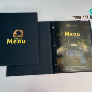 Menu bìa vải logo In UV