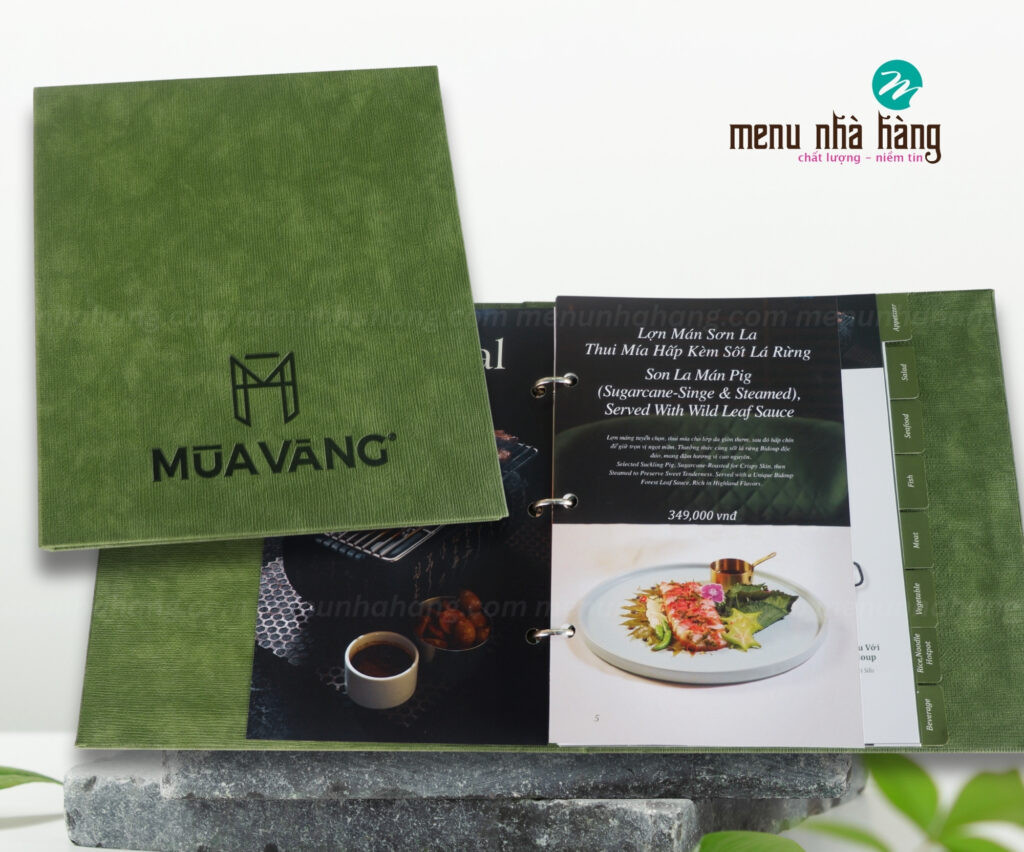 menu bìa da dập chìm