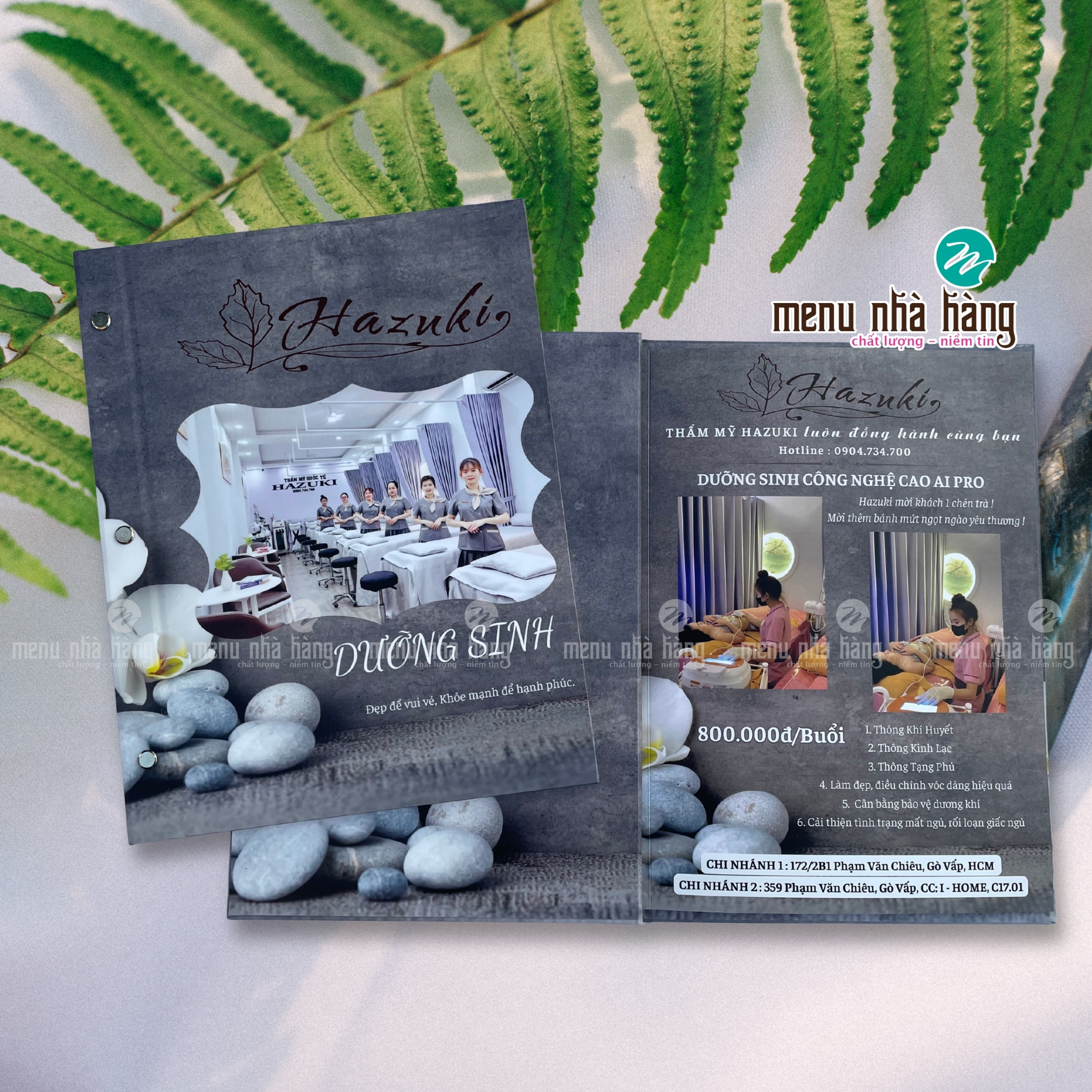 In ấn menu cho spa dưỡng sinh