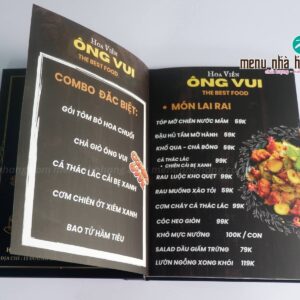 Menu bìa cứng ruột giấy c300 cán màng