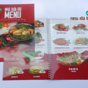 Menu giấy nhựa chống nước gáy lò xo