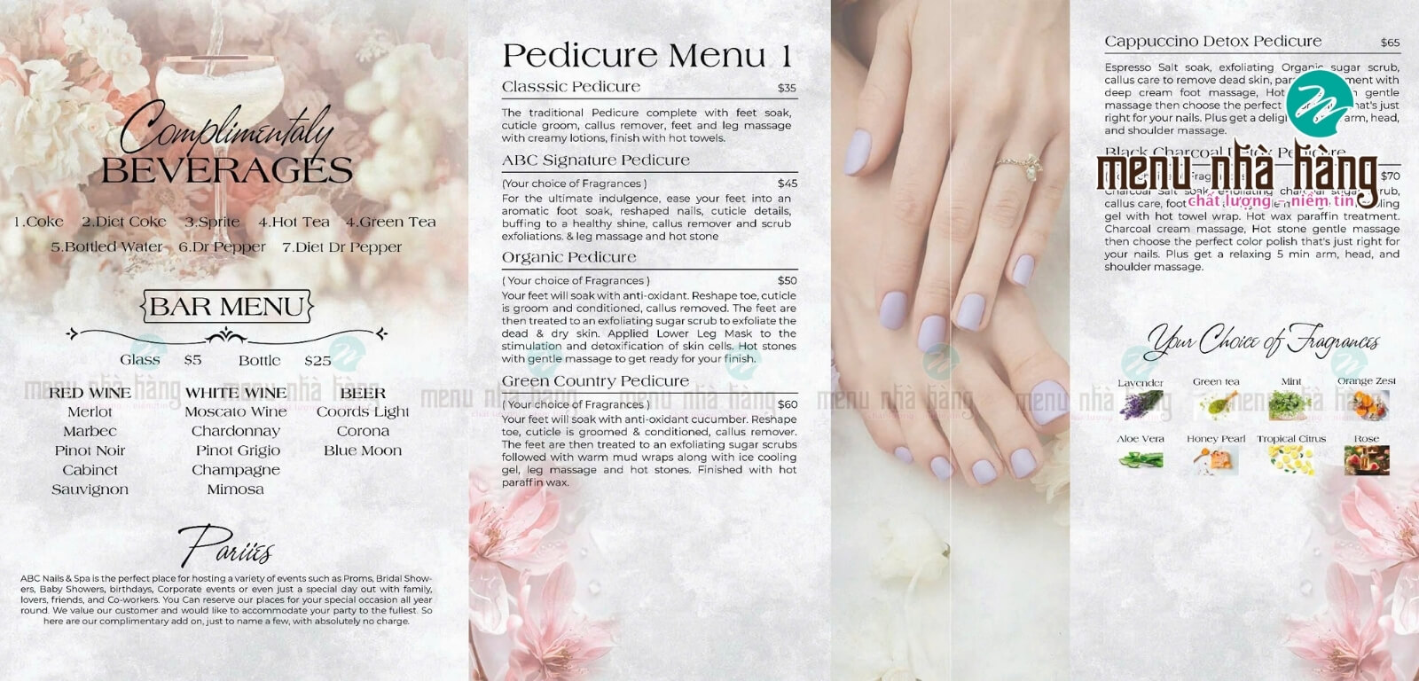 Thiết kế menu spa Greenspa