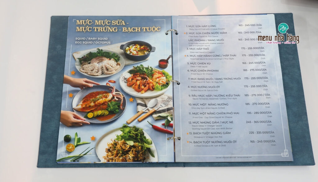 mẫu thiết kế menu nhà hàng đẹp